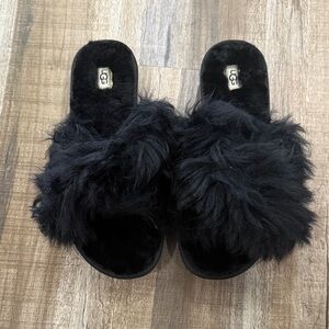 UGG Women's Plush Black Slippers